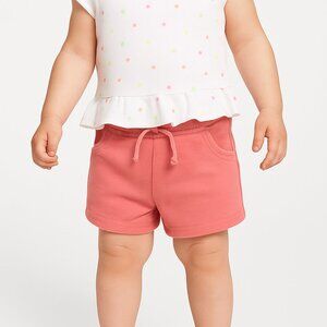 Tucker Tate NORDSTROM Baby Girls Two Piece Shorts Top Set Coral White 6 Mo. NEW